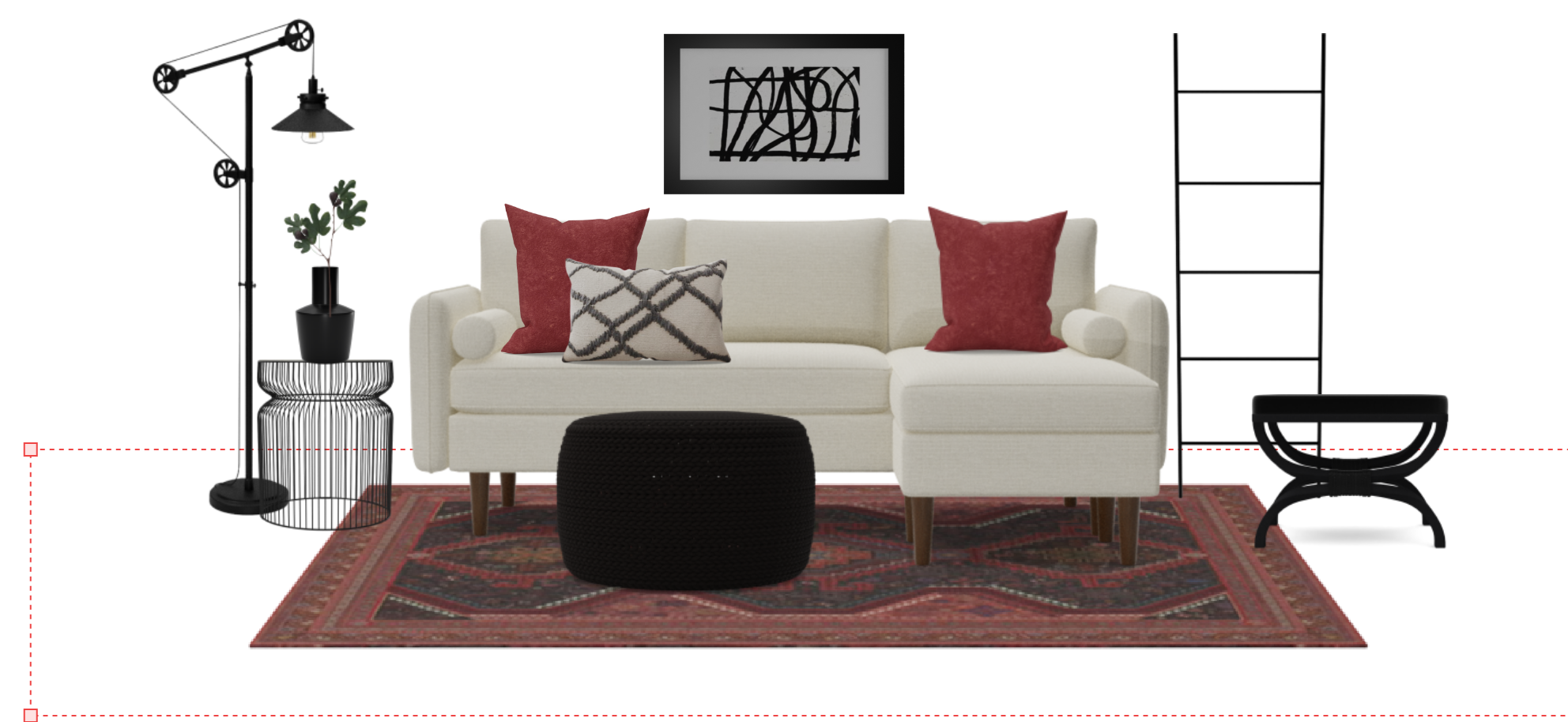 Industrial Living Room with Chaise SEctional Spacejoy