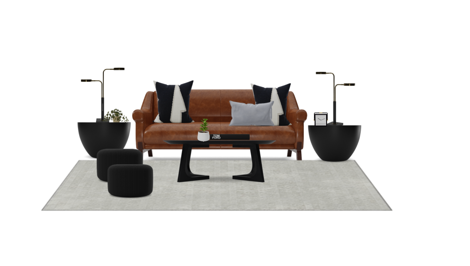 Modern Living Room with Leather Sofa Spacejoy