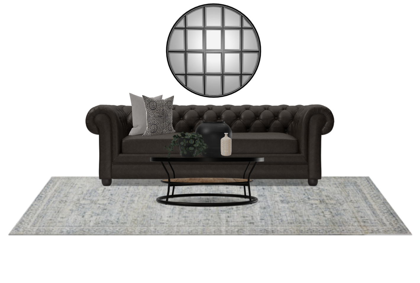 Traditional Living Room with Tufted Sofa Spacejoy