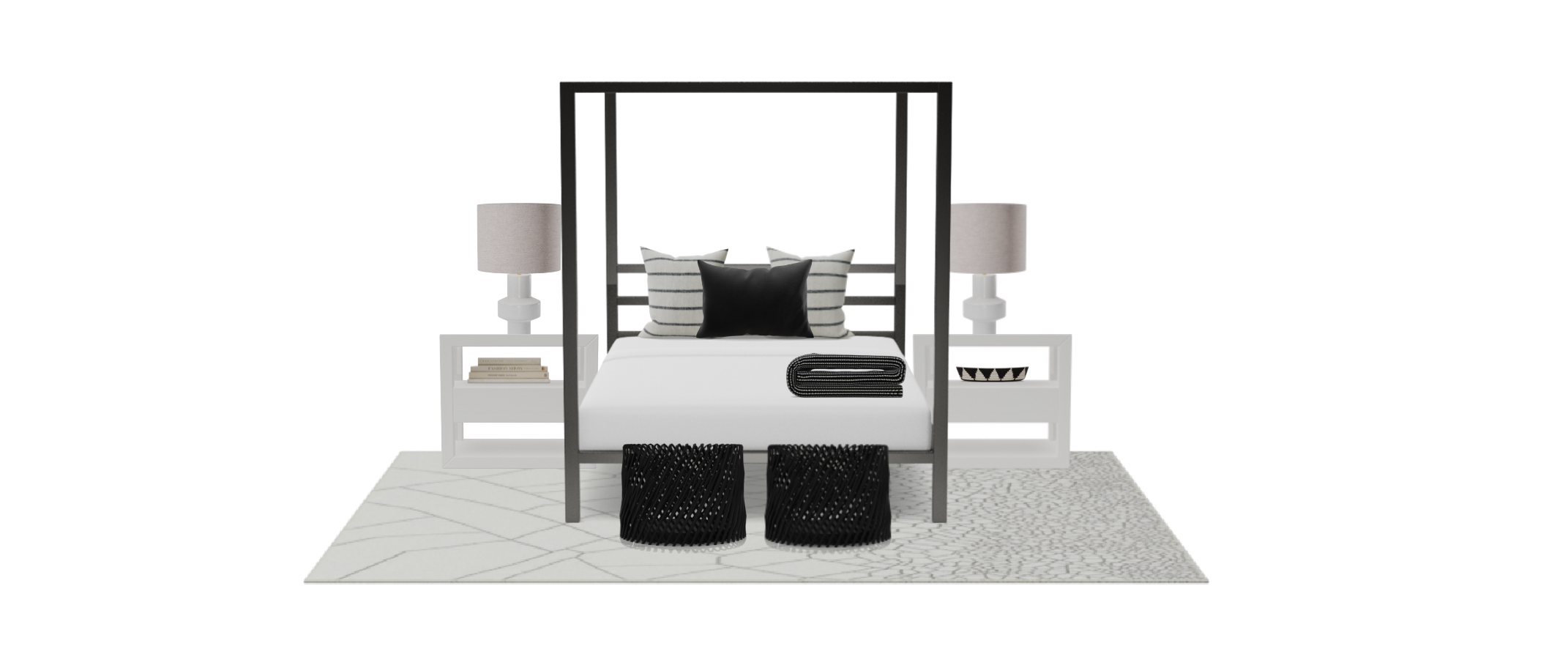 Modern Bedroom Set with Black Canopy Bed Spacejoy