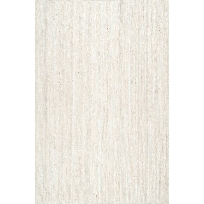 Malaysia Hand Braided Jute Off White Area Rug6'x9'