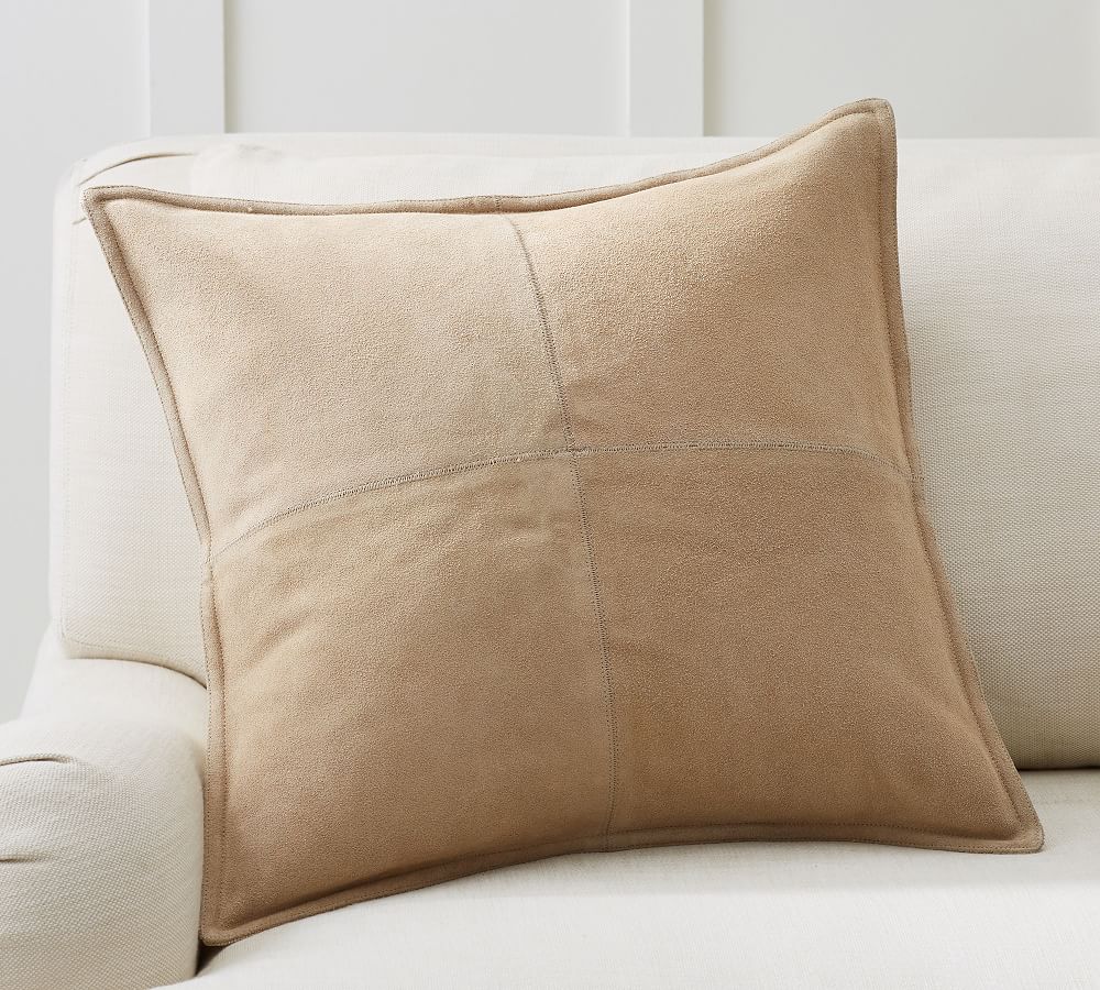Pieced Suede Pillow Cover Stone