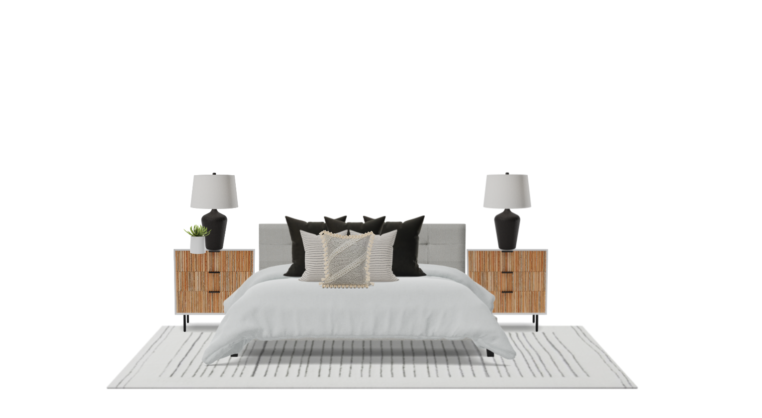 Modern Bedroom Set with Gray Tufted Bed Spacejoy