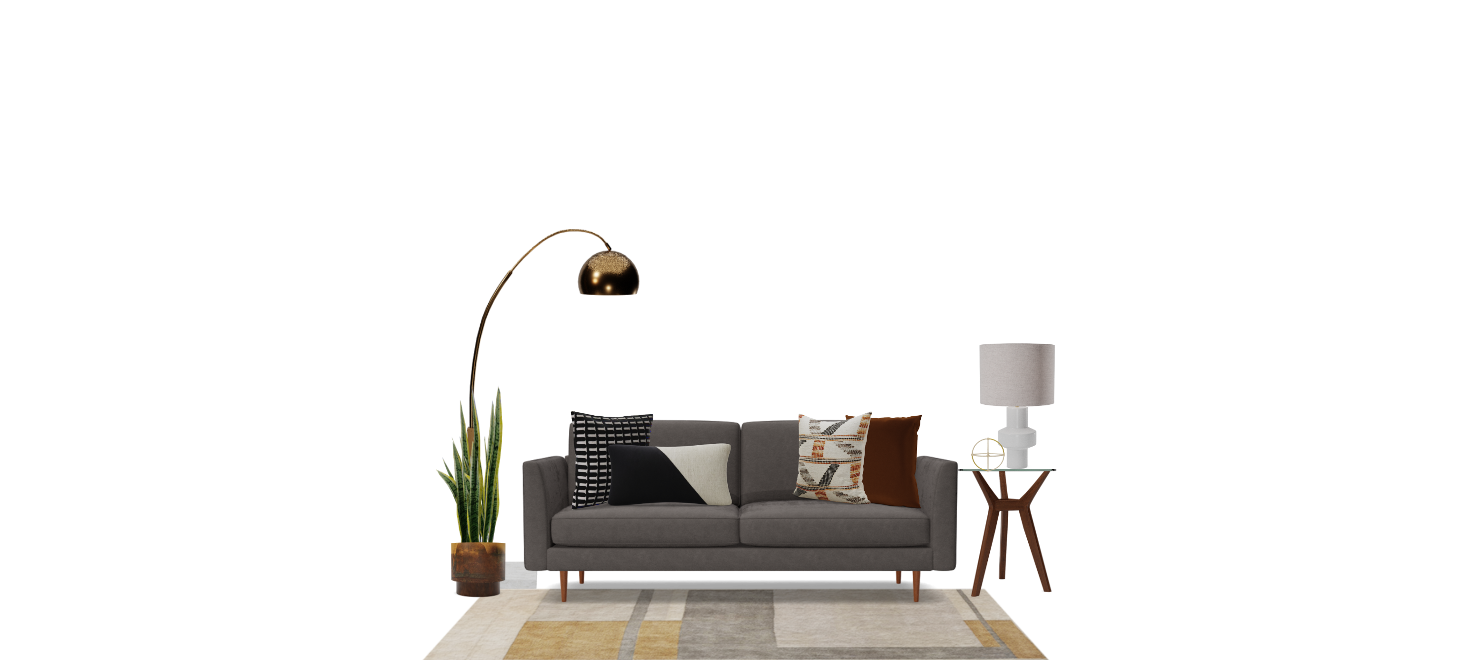 Midcentury accent seating set Spacejoy