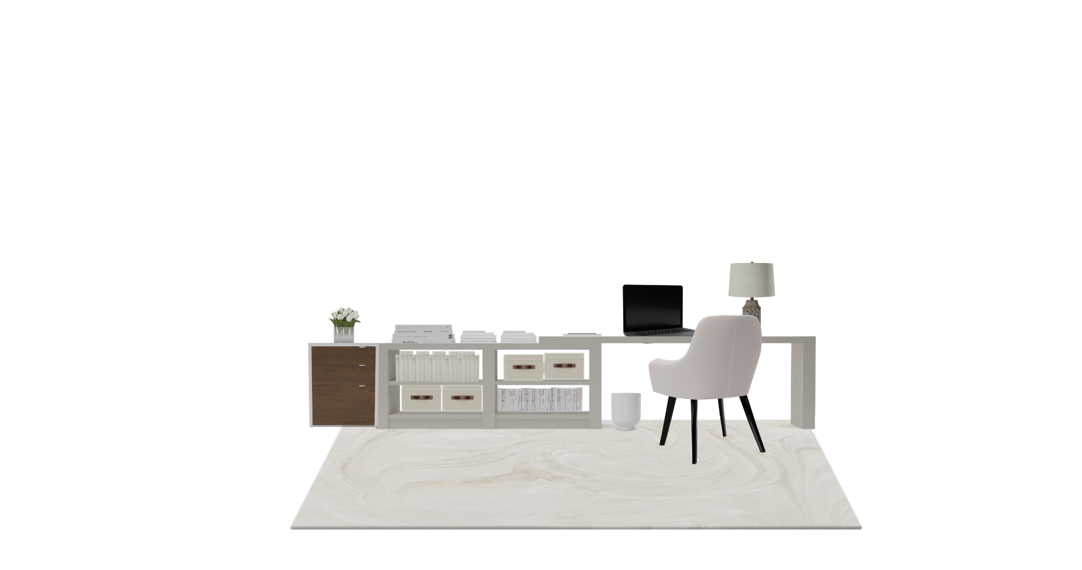 Contemporary Home Office Set with Open Storage Spacejoy