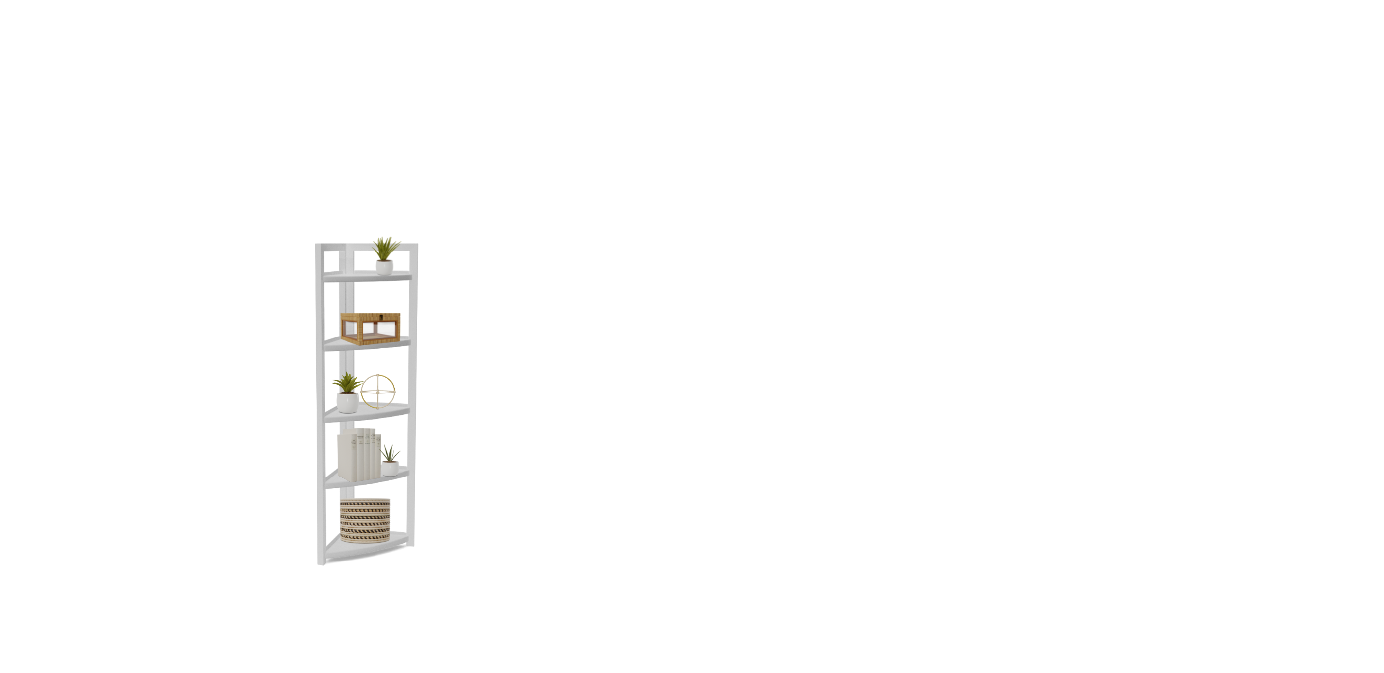 Boho Corner Bookcase Design Set Spacejoy