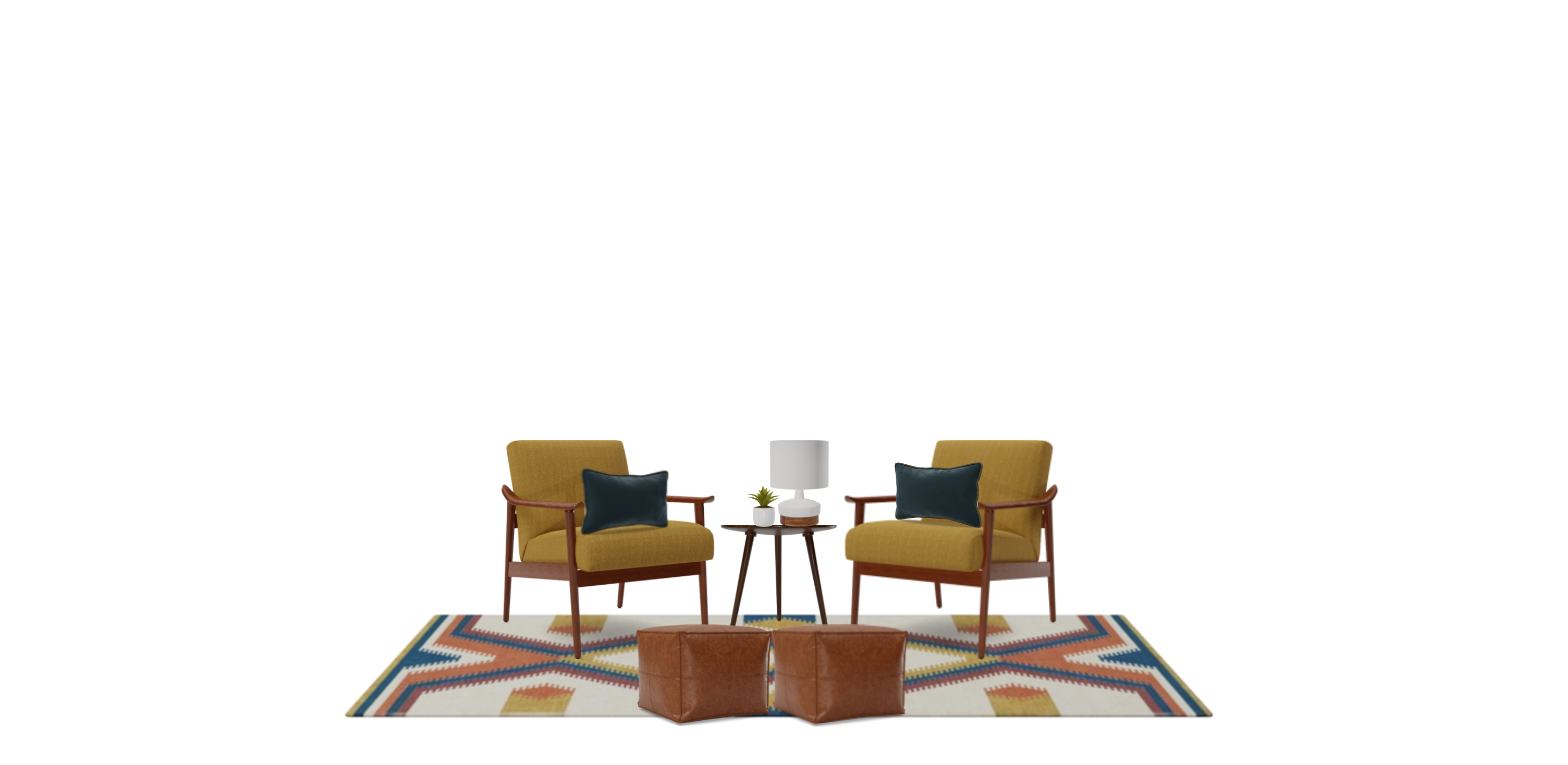 Midcentury accent seating set Spacejoy