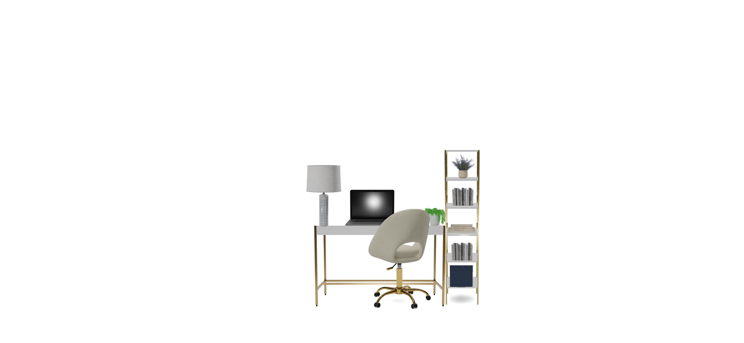 Contemporary Home Office Set with Open Shelving Spacejoy