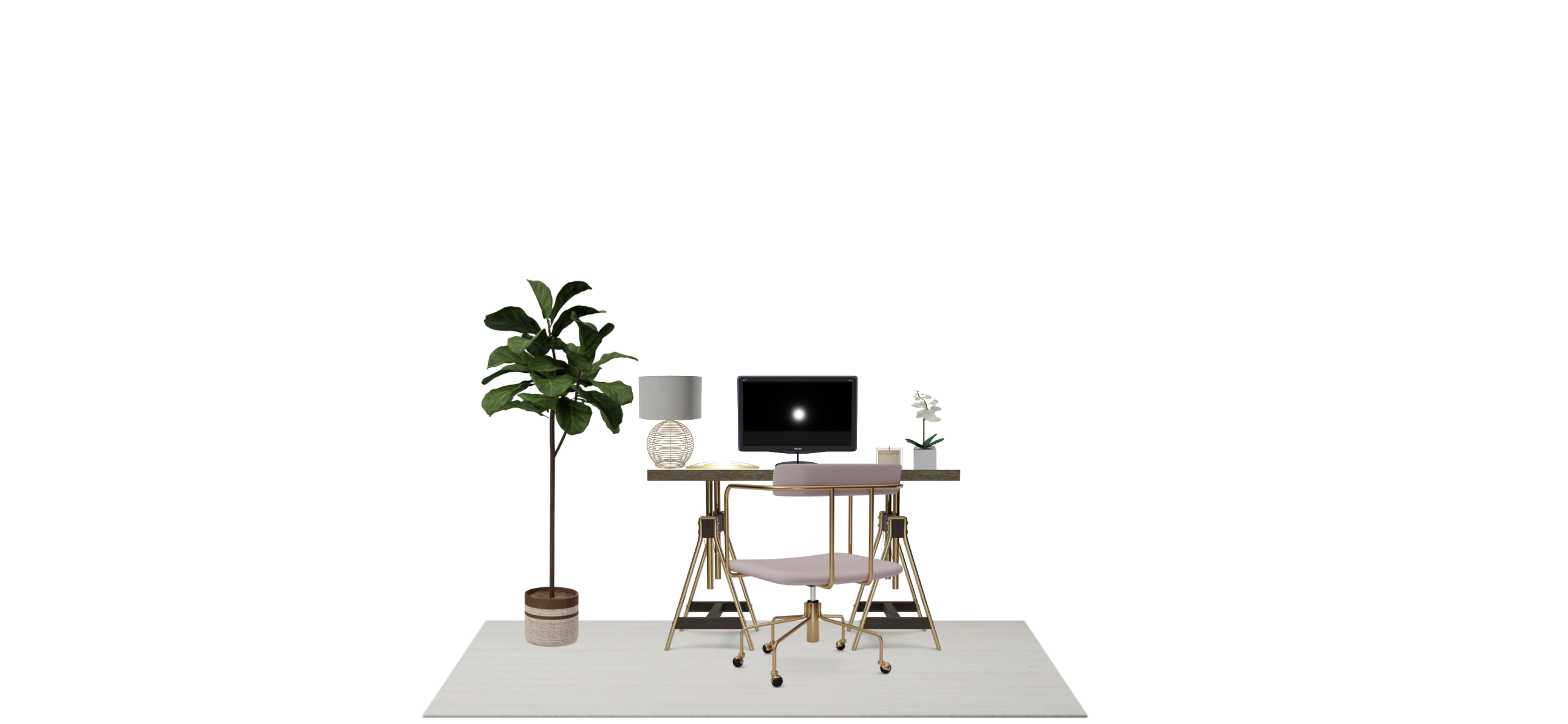 Glam Home Office Set with Adjustable Desk Spacejoy