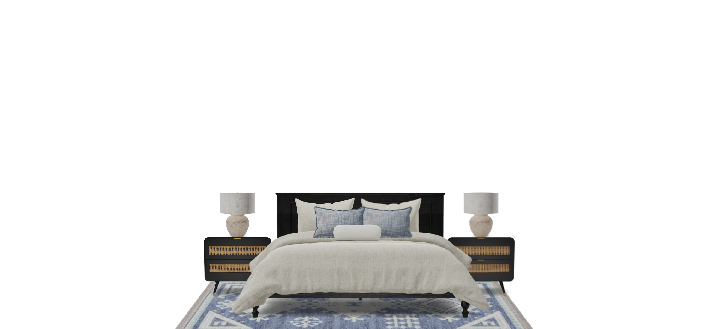 Transitional Coastal Design Set with Storage Headboard Bed Spacejoy