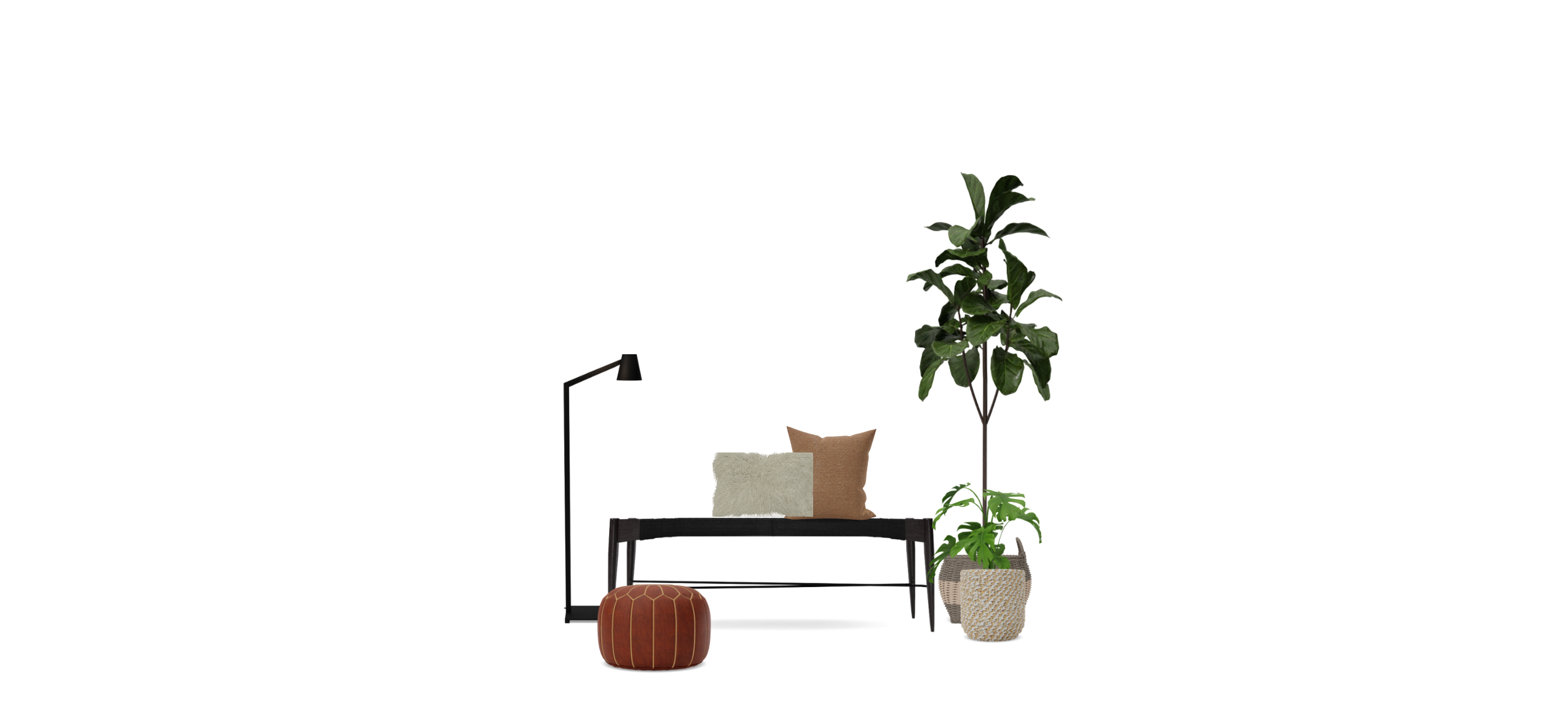 Mid century modern bench design set Spacejoy