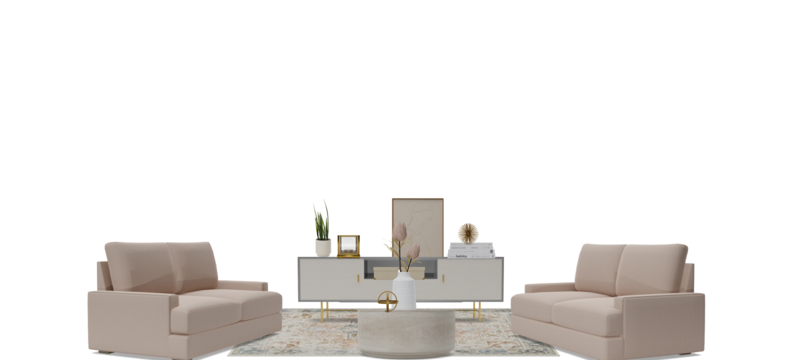 Modern Glam Living Room Set with Round Coffee Table Spacejoy