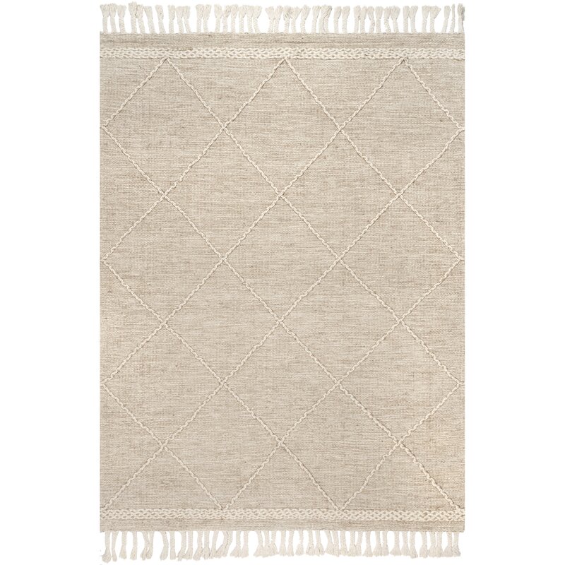 Rectangle Charlie Handmade Flatweave Beige Area Rug 9'x12'