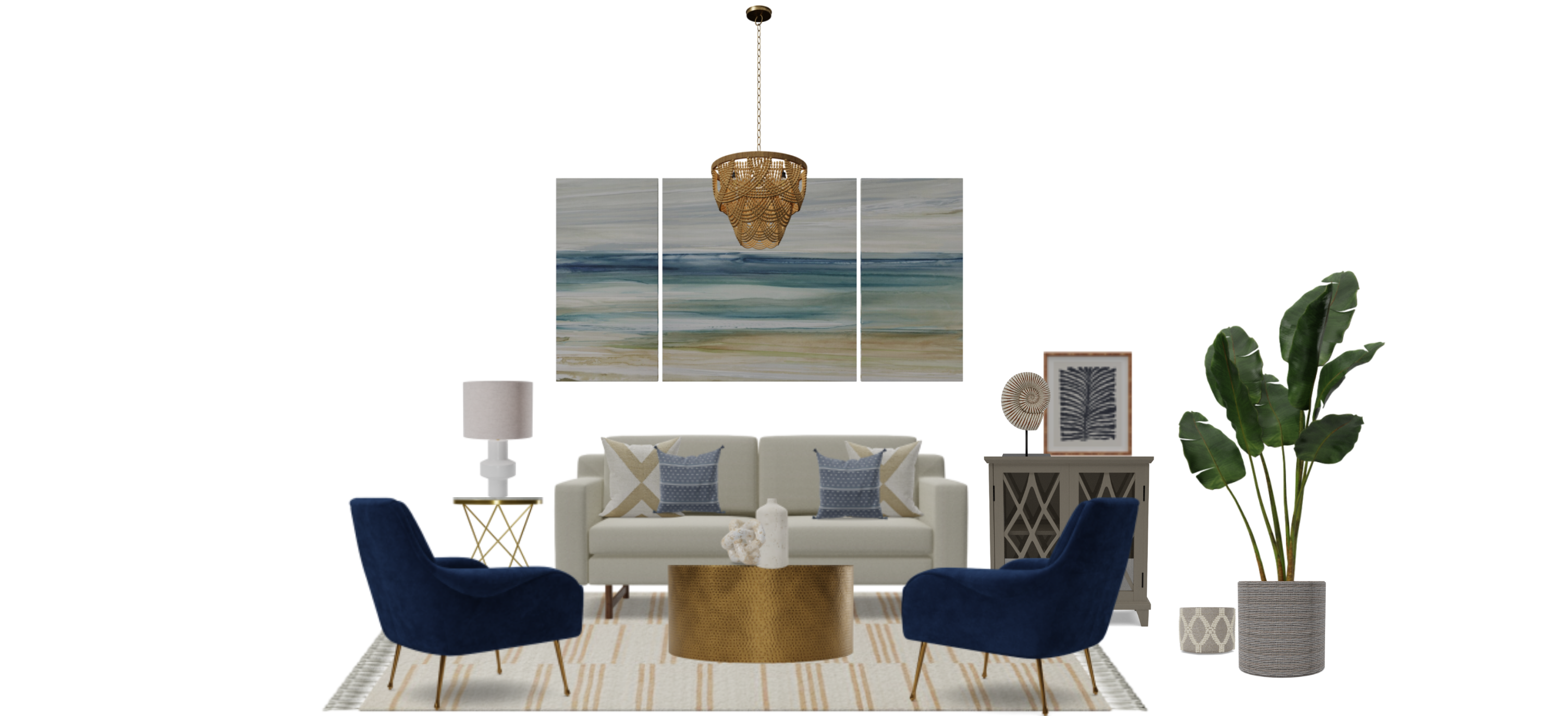 Glam Living Room Blue Accent Color