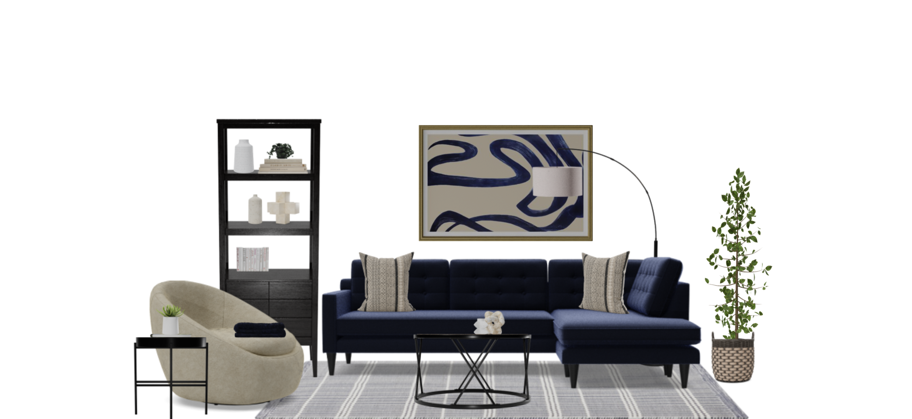 Re Barrel Studio Blue Living Room Set