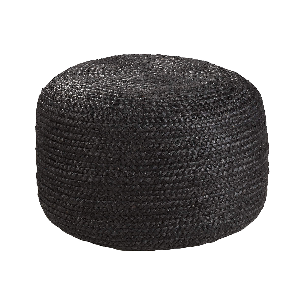 BLACK BRAIDED JUTE POUF