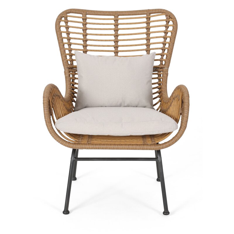 Tapscott Wicker Patio Chair with Cushions Set of 2