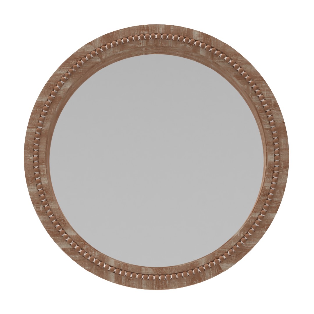 Elle Round Wood Accent Mirror