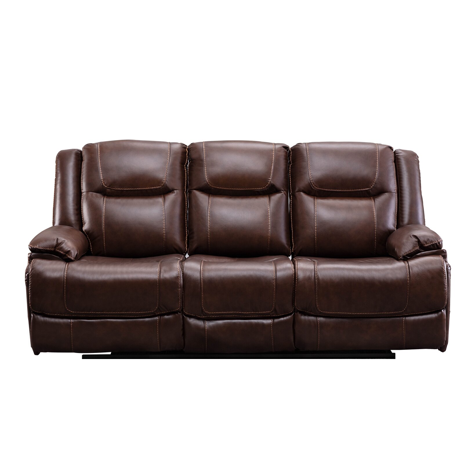 Genuine Leather Pillow Top Arm Reclining Sofa