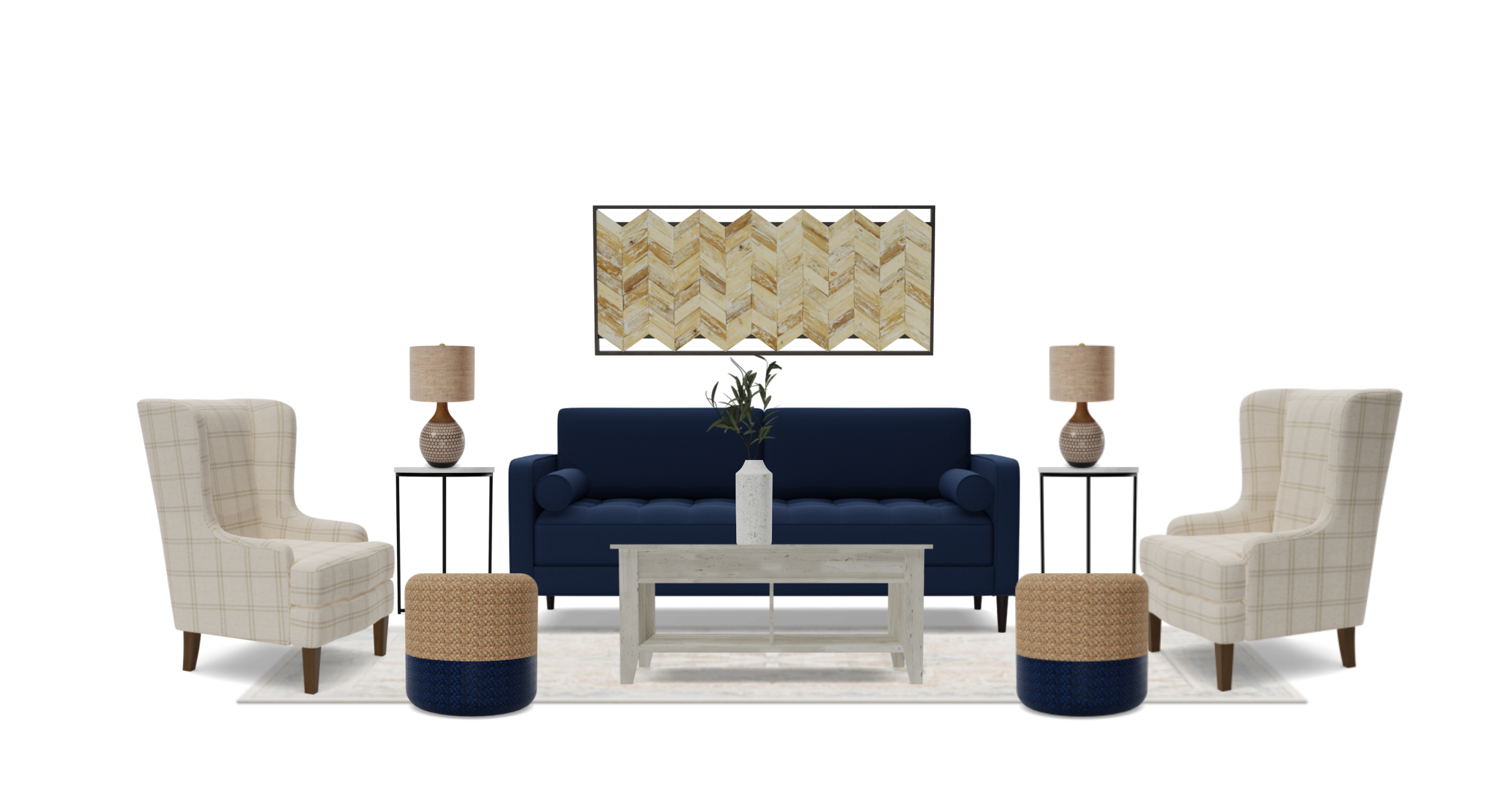 Farmhouse Living Room Set With Wood Wall Decor Spacejoy