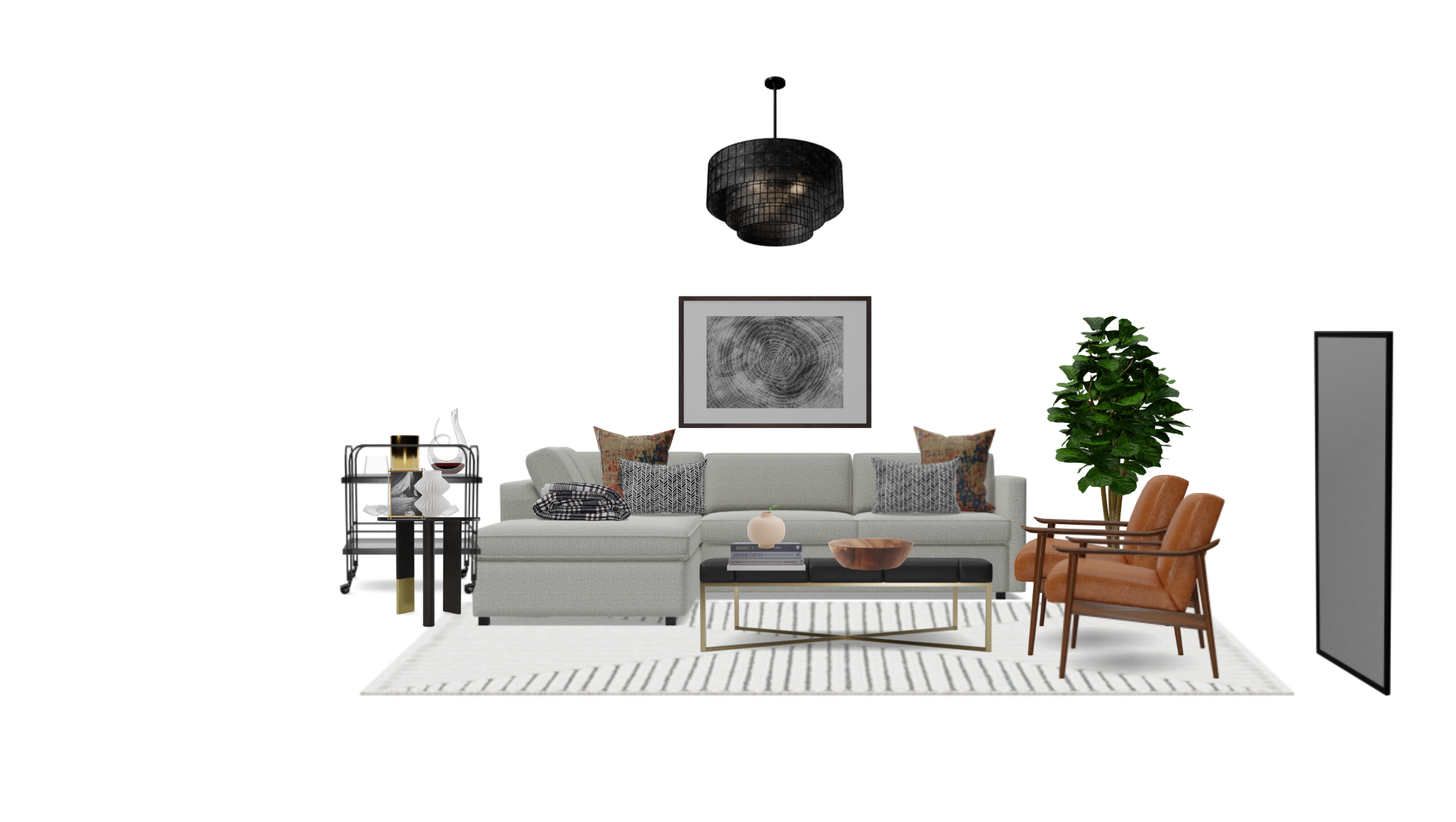 Industrial Living Room Set with Leather Accents Spacejoy