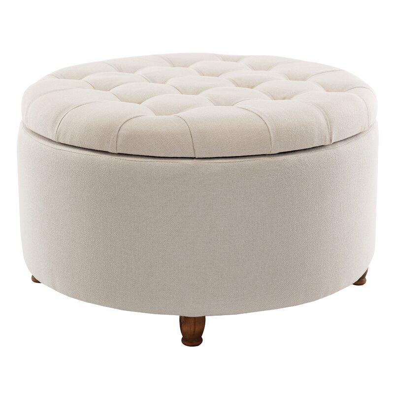 Tufted Round Storage Ottoman with Storage