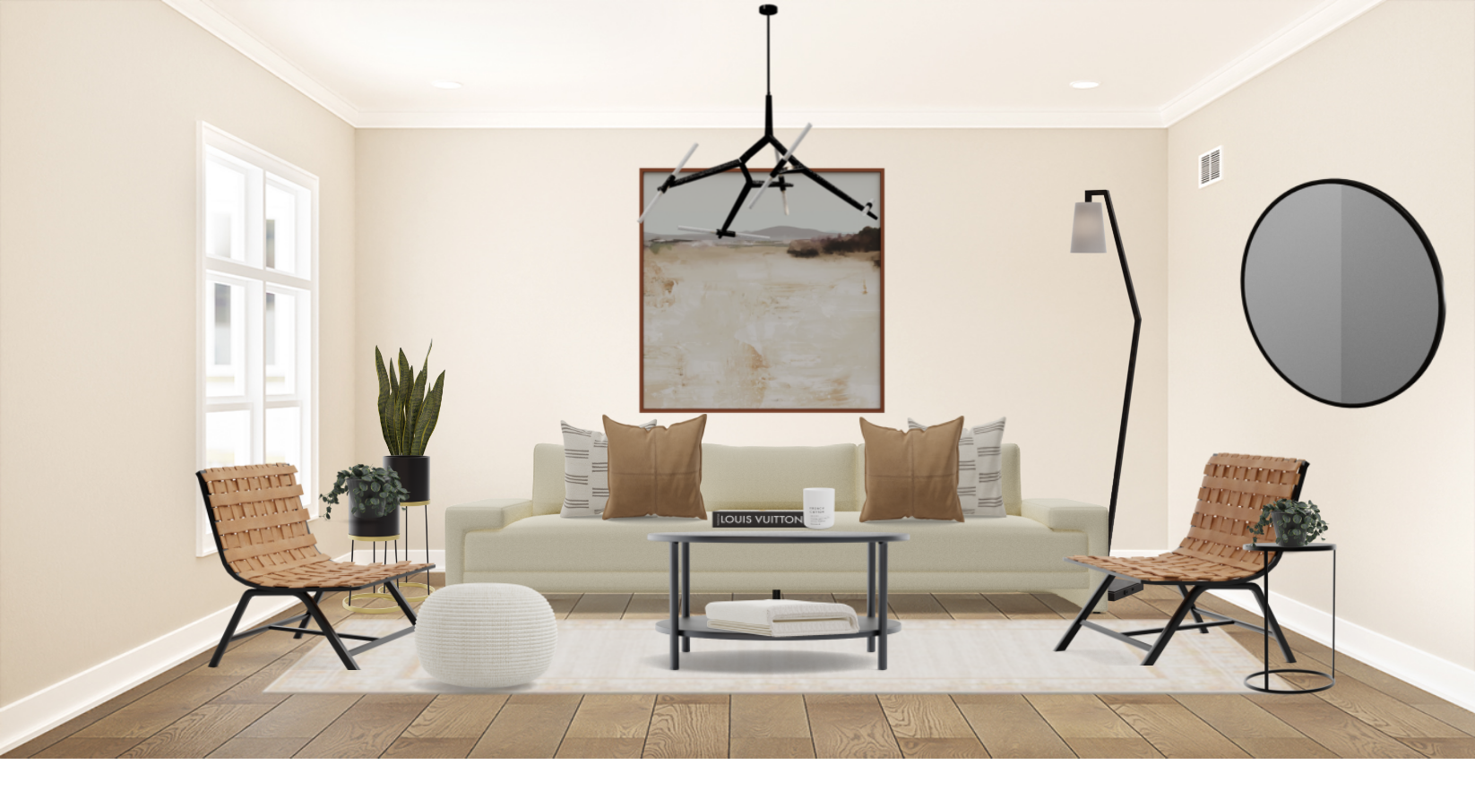 Minimalist Living Room Set With Warm Tones Spacejoy