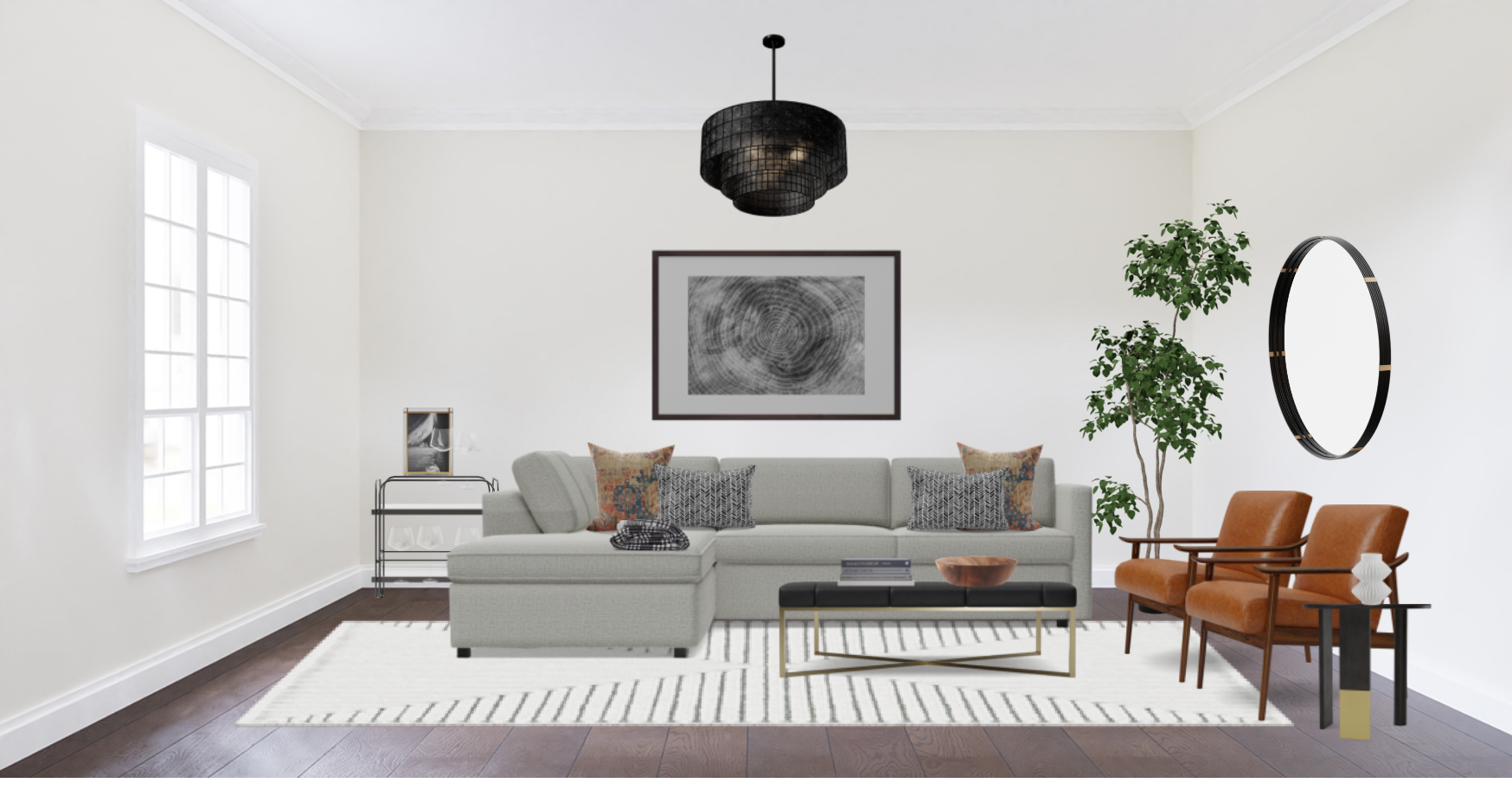 Industrial Living Room Set with Leather Accents Spacejoy