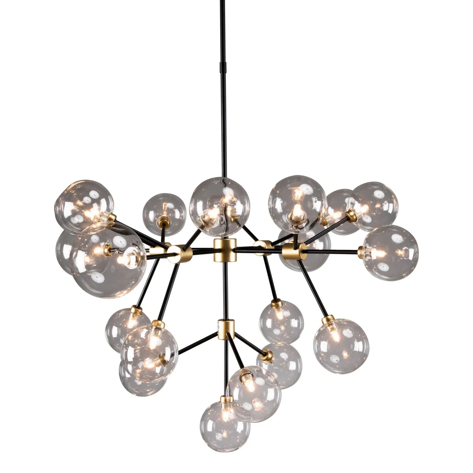 20 Light Two Tone Glass And Metal Chandelier