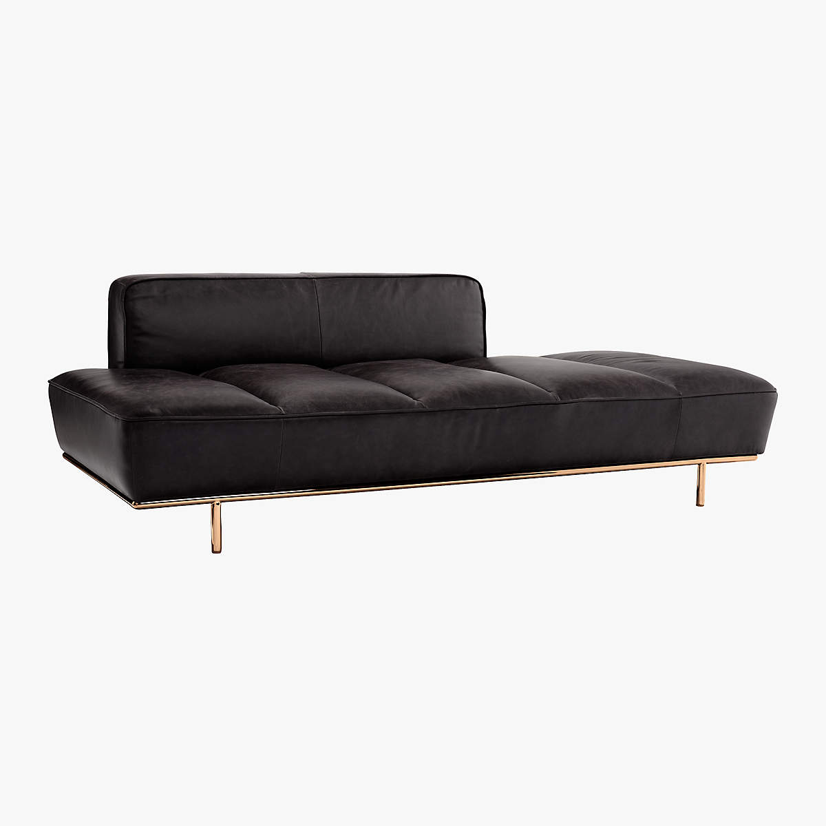 Lawndale Black Leather Daybed With Brass Base