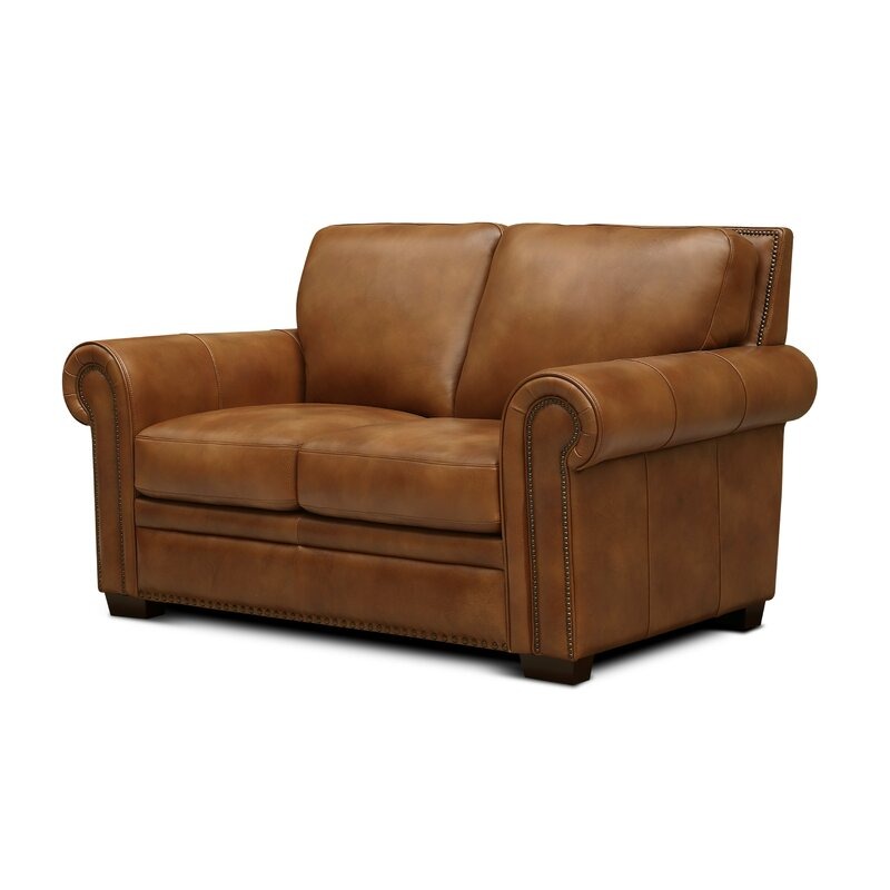 Iwan Genuine Leather Rolled Arm Loveseat
