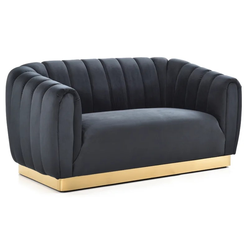 Siefert Velvet Round Arm Curved Loveseat