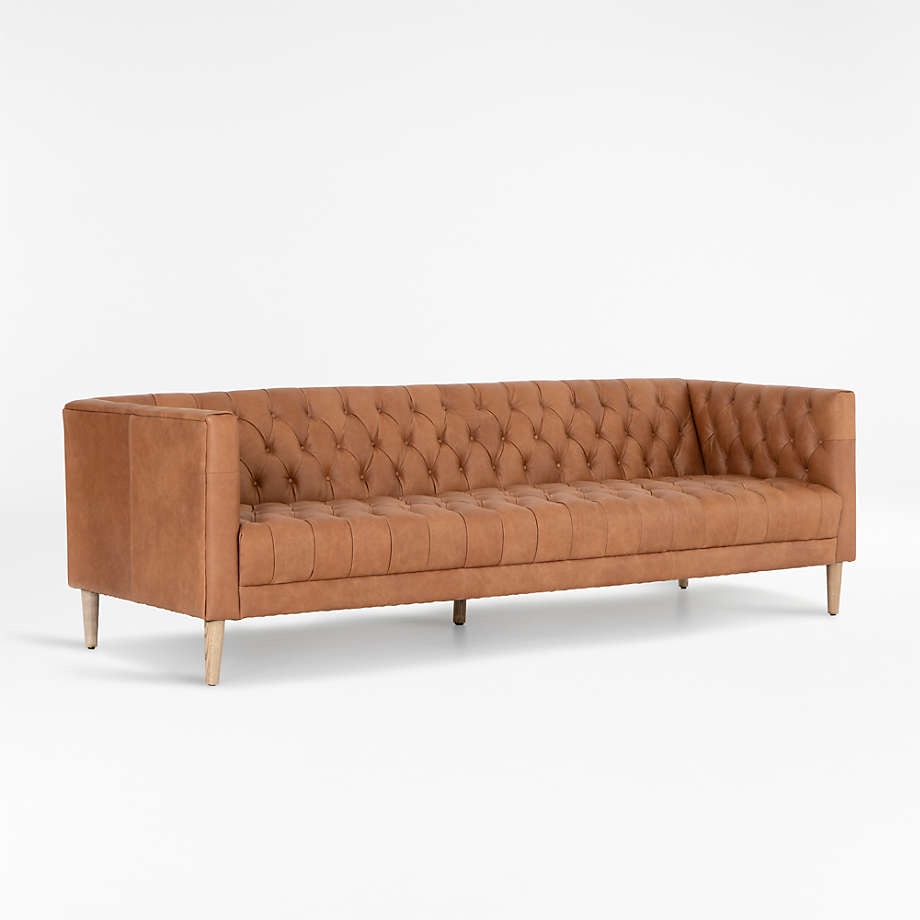 Rollins leather button tufted cheap sofa
