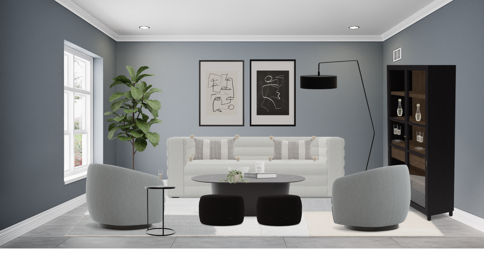 Contemporary Living Room Set With Bar Spacejoy