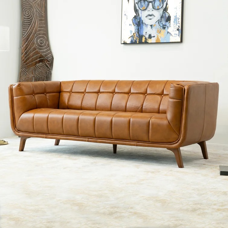Regina Genuine Leather Flared Arm Sofa