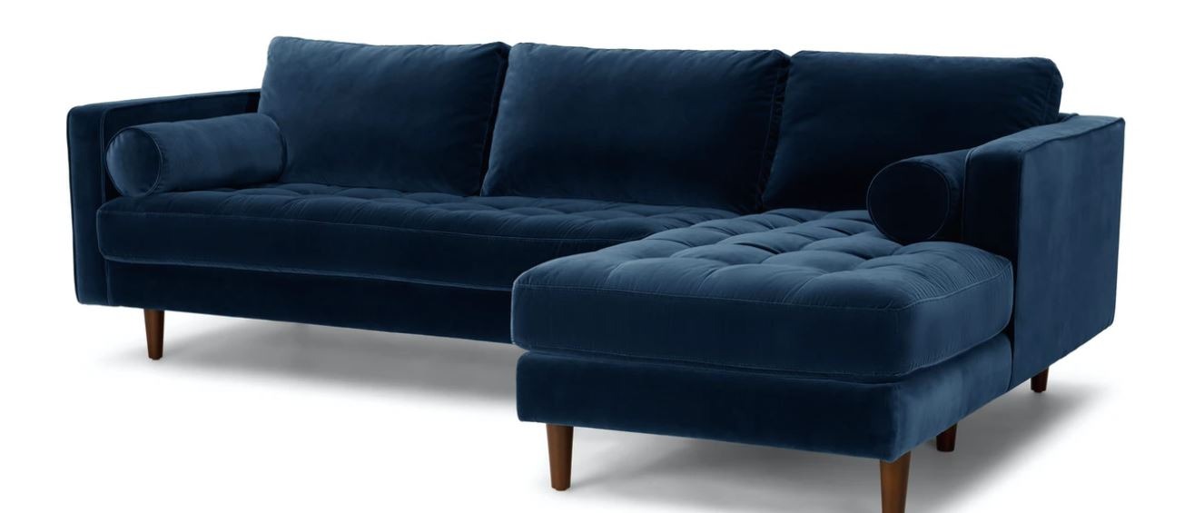 Sven cascadia blue right sectional sofa top