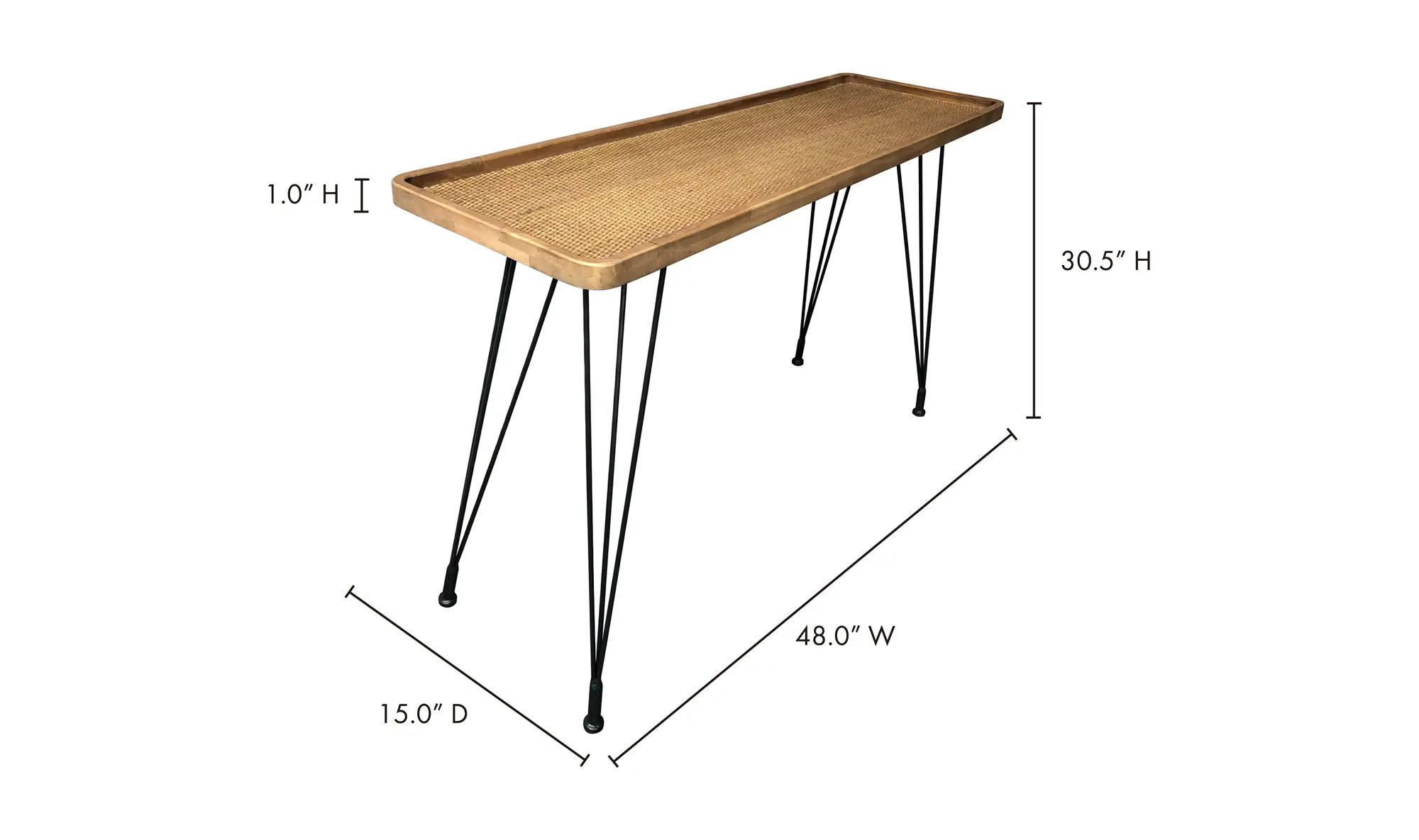ROLLO RATTAN CONSOLE TABLE