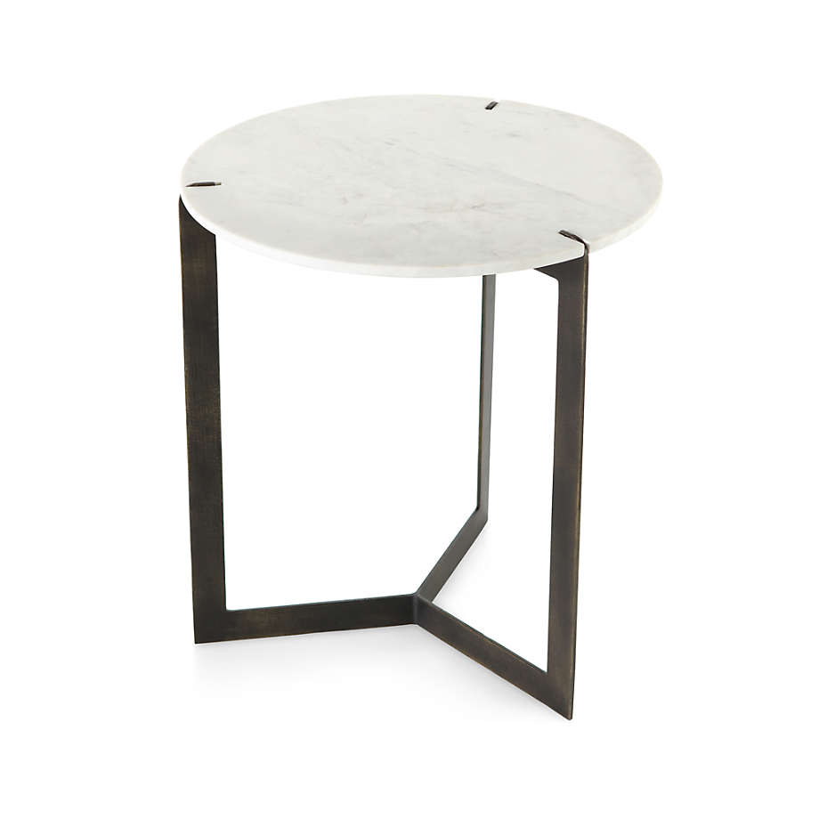 Kace White Marble End Table