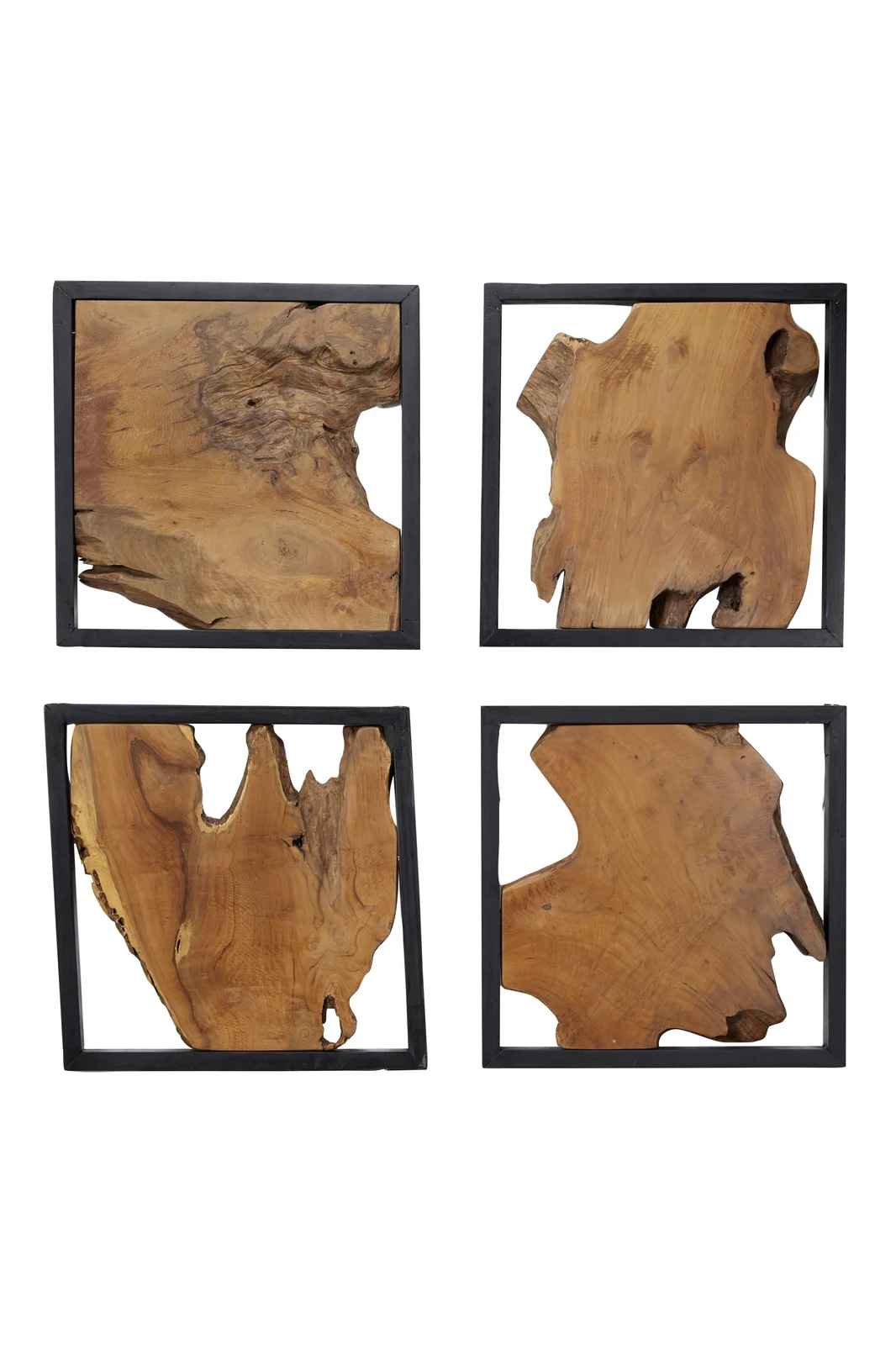 4 Piece Live Edge Teak Wood Wall Decor Set