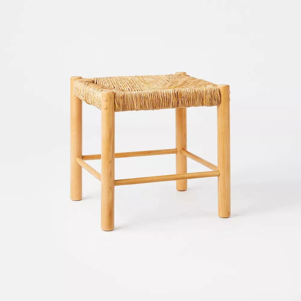 Moro Canyon Woven Ottoman with Wood Legs Natural