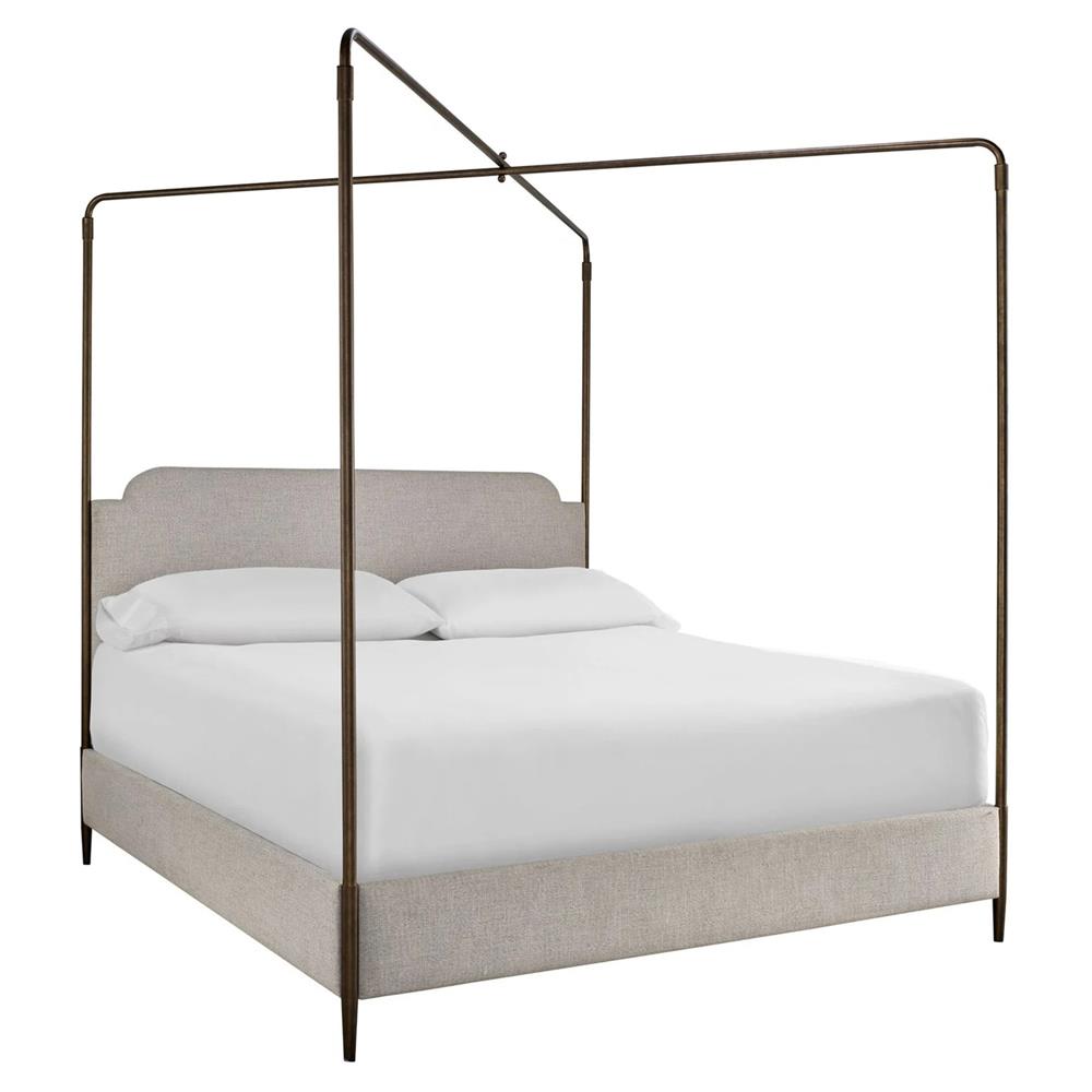 Aaron Industrial Loft Grey Upholstered Poster Canopy BedKing
