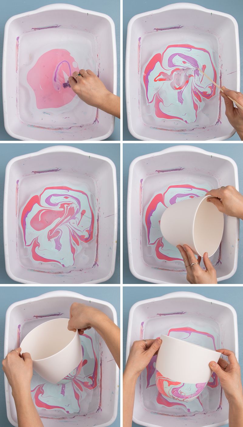 DIY how to make a marbled planter 