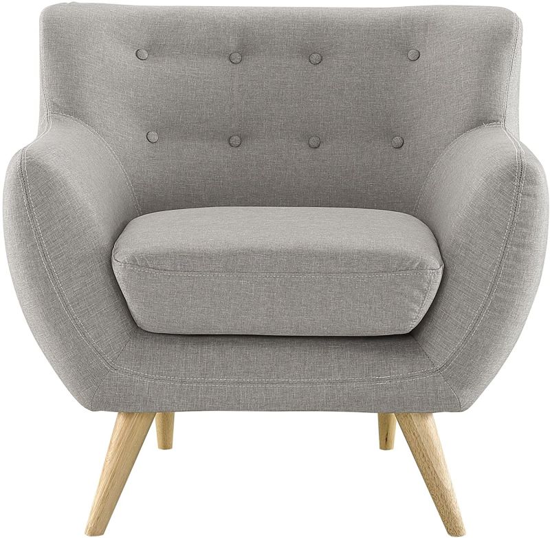 Modway Remark Mid-Century Modern Accent Arm Lounge Chair with Upholstered Fabric in Light Gray