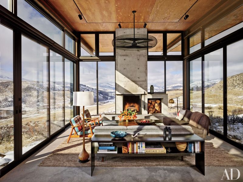 Concrete & Wooden Living Room