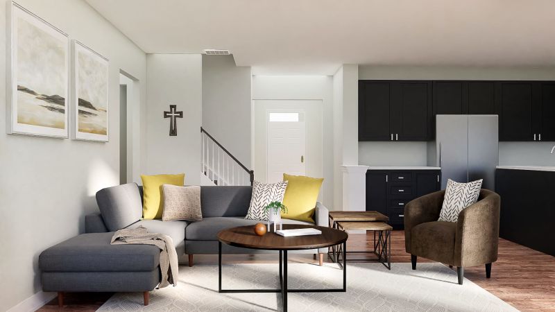 White Modern Sofa with White Pillows - Transitional - Living Room