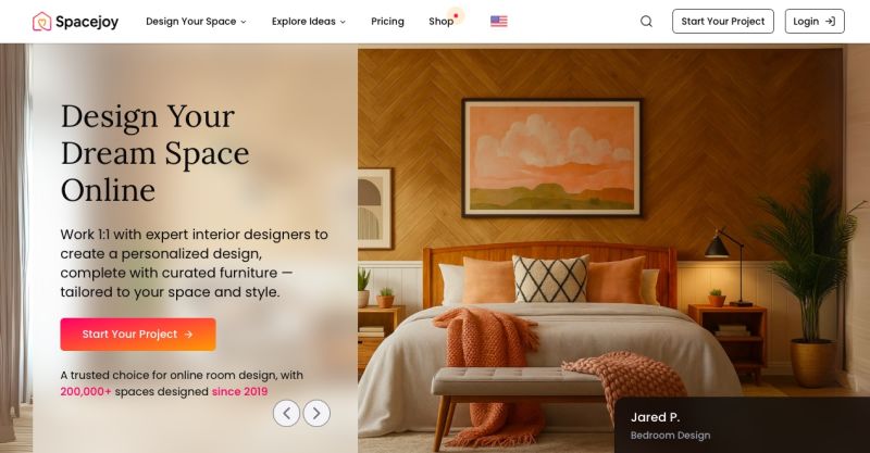 Warm & Inviting bedroom with wood panel and cozy bedding styled by spacejoy