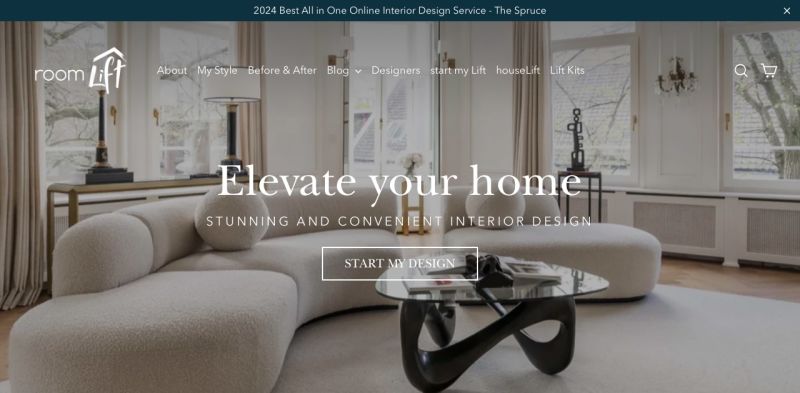 Hero section of roomLifts website 