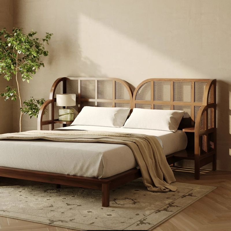 Tropical Oasis Solid Teak & Cane Queen Bed Aranya