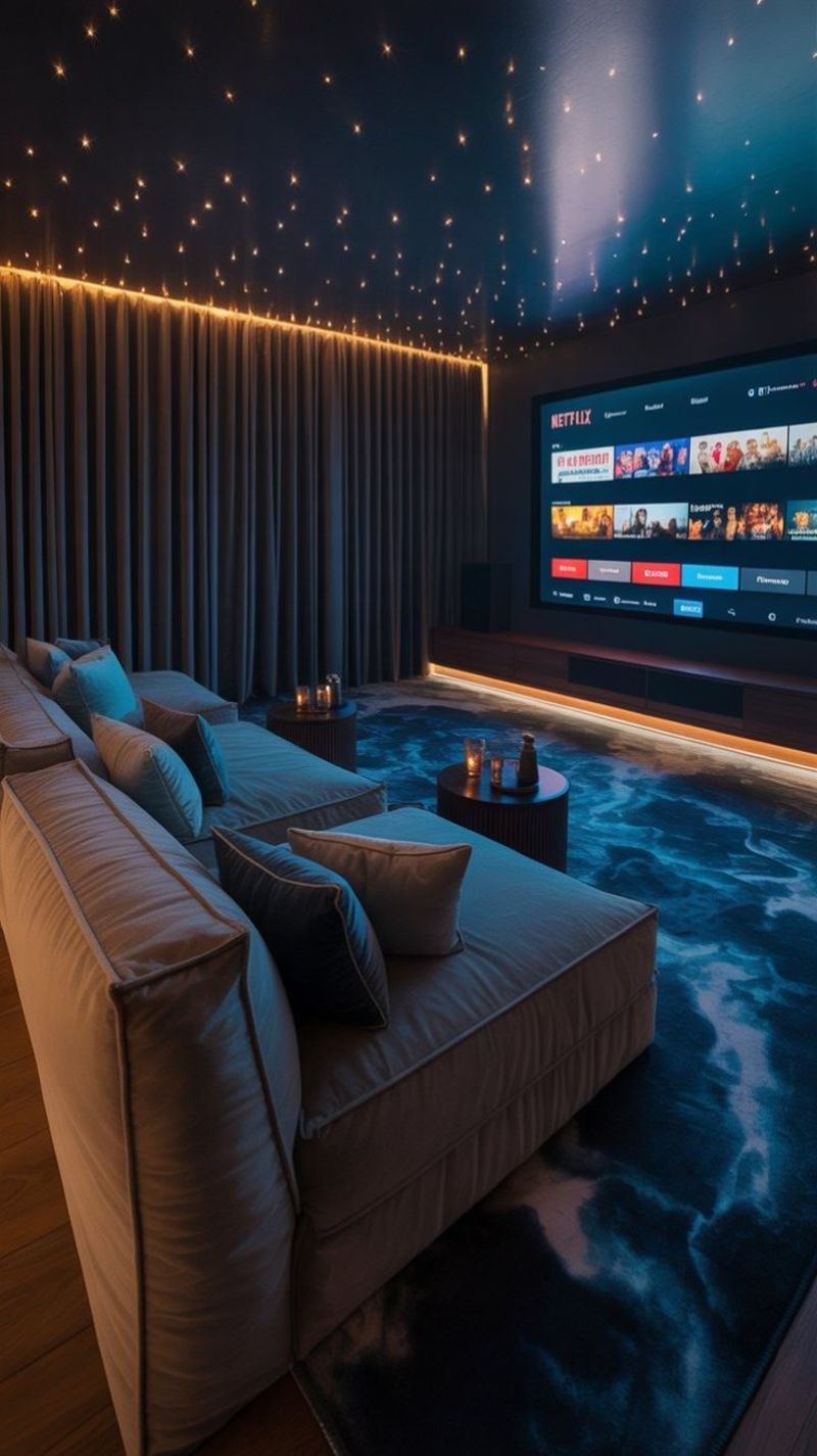 dark lit home theatre