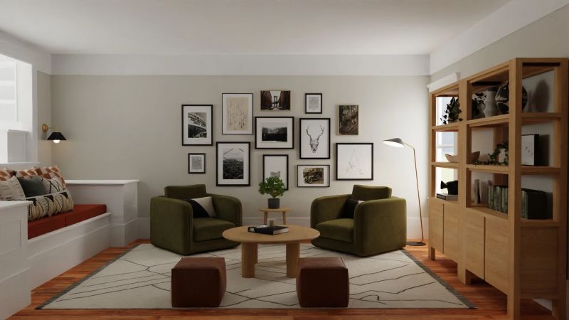 gallery wall living room design by spacejoy